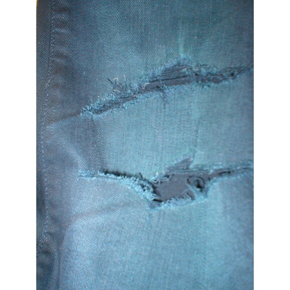 New $255 Womens Designer AG Jeans Premiere Skinny Straight Black 25 Slashed Dark - Picture 10 of 12